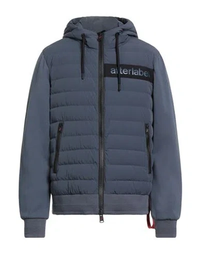 Afterlabel Man Puffer Slate Blue Size L Cotton, Polyamide