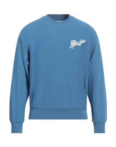 Afterlabel Man Sweatshirt Azure Size S Cotton In Blue