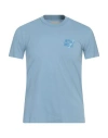 Afterlabel Man T-shirt Light Blue Size L Cotton In Blue