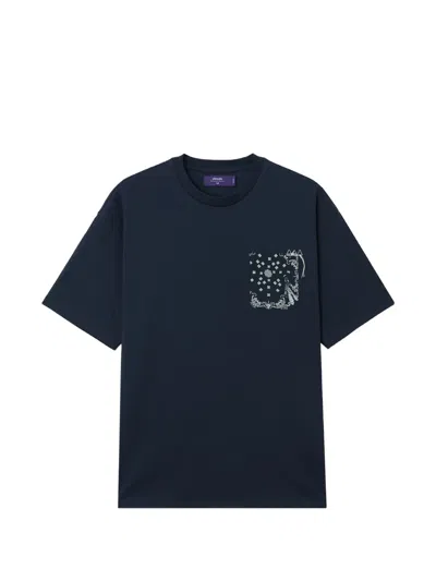 Aftermaths Bandana-print Pocket T-shirt In Blue