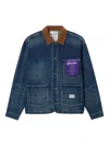 Aftermaths Corduroy-collar Denim Jacket In Blue