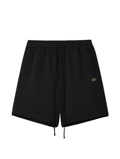 Aftermaths Drawstring-waist Logo-patch Shorts In Black