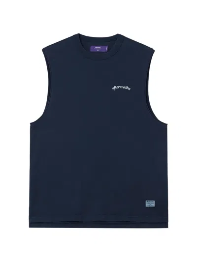 Aftermaths Graphic-print Cotton Tank Top In Blue