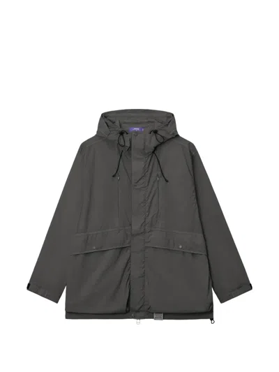 Aftermaths Hooded Windbreaker Jacket In Grey