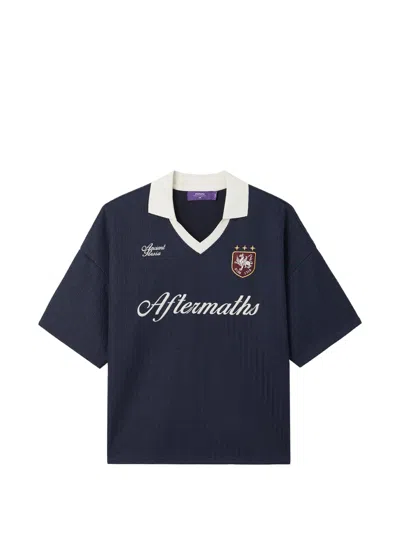 Aftermaths Logo-embroidered V-neck Top In Blue