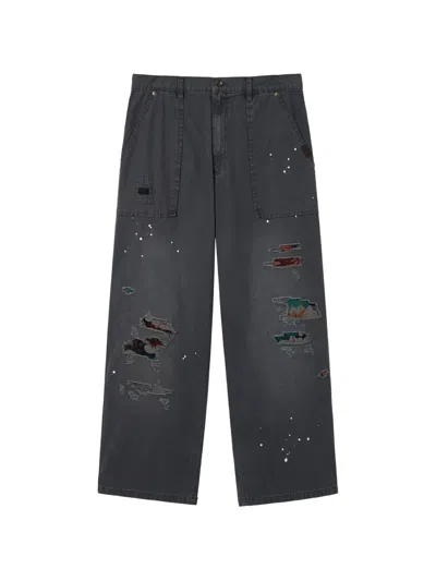 Aftermaths Paint-splatter Distressed-effect Jeans In Grey