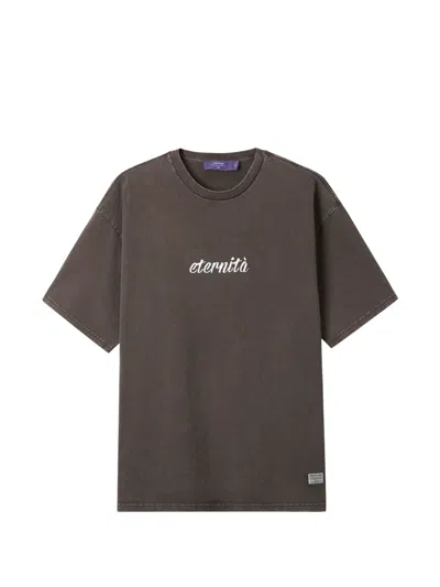 Aftermaths Slogan-print Cotton T-shirt In Brown