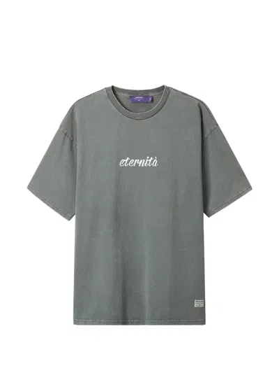 Aftermaths Slogan-print Cotton T-shirt In Grey