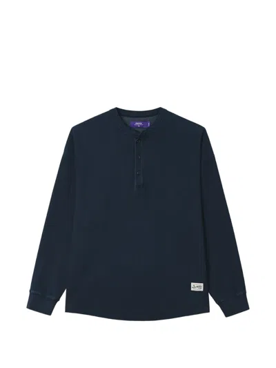 Aftermaths Waffle-knit Long-sleeve T-shirt In Blue