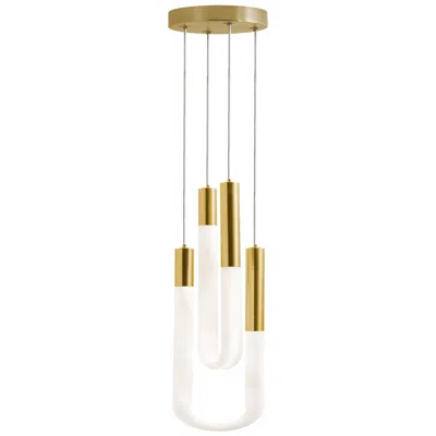 Afx Adel 4" Wide 2-light Light Antique Brass Led Pendant In White