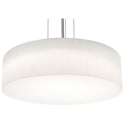 Afx Anton 24" Wide Satin Nickel Led Pendant With Linen White Shade