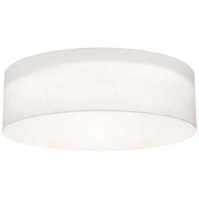 Afx Anton 30" Wide White Flush Mount With Linen White Shade