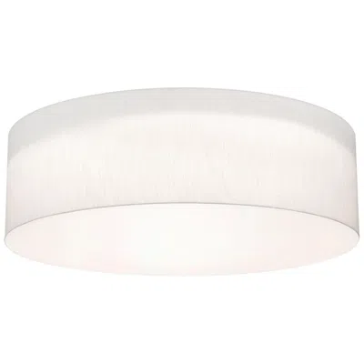 Afx Anton 30" Wide White Led Flush Mount With Linen White Shade