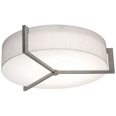 Afx Apex 15" Flush Mount - Weathered Grey Finish - Linen White Shade