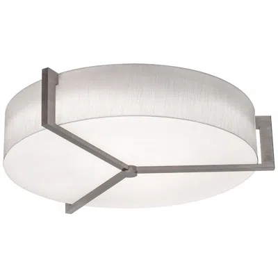 Afx Apex 27.15" Wide Weathered Grey Flush Mount With Linen White Shade