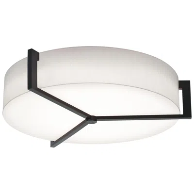 Afx Apex 33.33" Wide Espresso Flush Mount With Linen White Shade