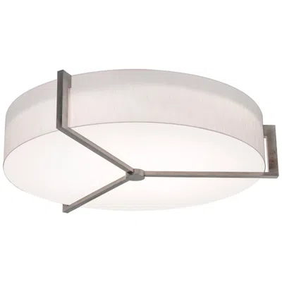 Afx Apex 33.33" Wide Weathered Grey Flush Mount With Linen White Shade
