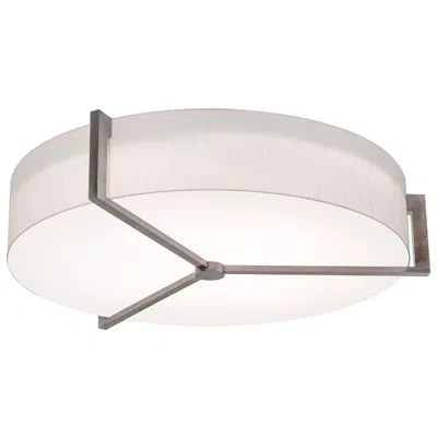 Afx Apex 33.33" Wide Weathered Grey Led Flush Mount With Linen White Shade