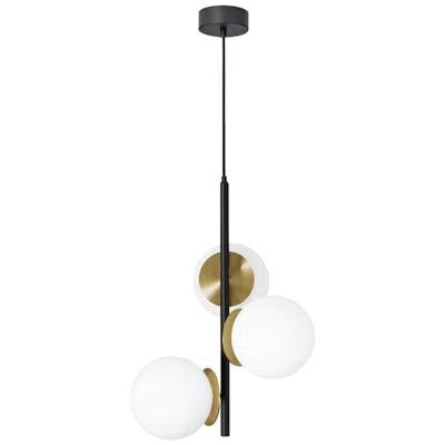 Afx Arren 17" Wide 3-light Black/light Antique Brass Led Pendant