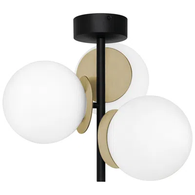 Afx Arren 17"w 3-light Black Antique Brass Led Semi-flush Mount