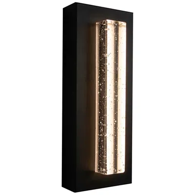 Afx Beam 12" High Black Outdoor Led Wall Sconce With Seeded Glass Shade