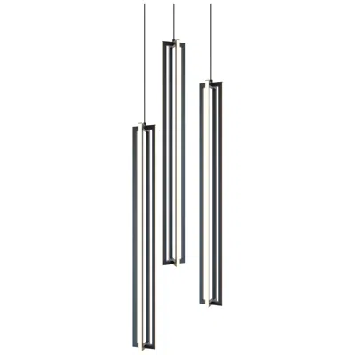 Afx Cass 18" Wide Black 3-light Led Linear Pendant In Silver
