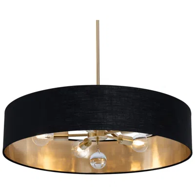 Afx Celine 30" Wide Black And Satin Brass 5-light Drum Pendant