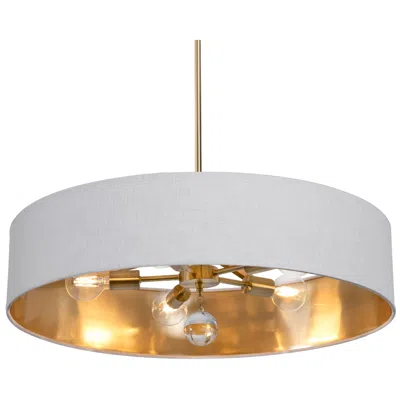 Afx Celine 30" Wide Satin Brass Pendant In White
