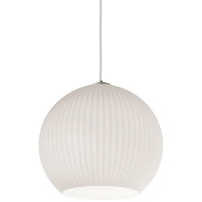 Afx Cleo 12 1/2" Wide Frosted White Ribbed Glass Pendant Light