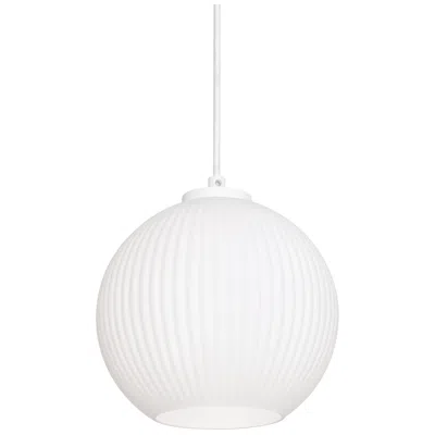 Afx Cleo 8" Wide White Pendant With White Glass Shade