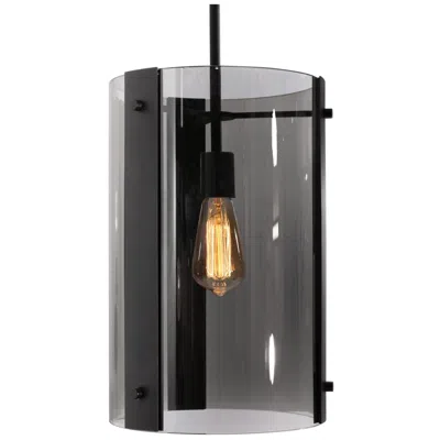 Afx Dana 9 3/4" Wide Black Mini Pendant With Smoke Glass