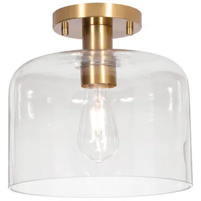 Afx Elsa 10" Wide Light Antique Brass Semi-flush