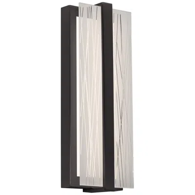 Afx Gallery 14" High Black Led Wall Sconce With Frosted Clear Glass Shade