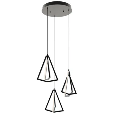 Afx Gianna 27.5" 3 Light Round Black Led Pendant