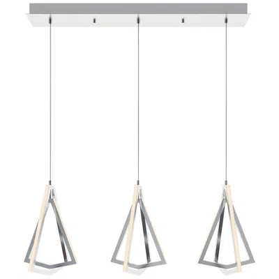 Afx Gianna 36" 3 Light Linear Satin Nickel Led Pendant In Silver