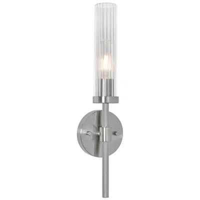Afx Huntington 18" High Satin Nickel Wall Sconce With Clear Ribbed Glass S