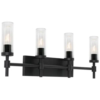 Afx Huntington 30" Wide Black Vanity With Clear Ribbed Glass Shade