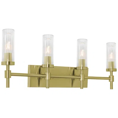 Afx Huntington 30" Wide Light Antique Brass Vanity With Ribbed Glass Shade