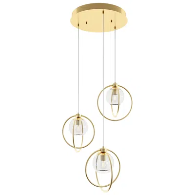 Afx Jamie 26 1/2" Wide Modern 3-light Satin Brass Mini Pendant