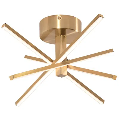 Afx Jaxx - Led Flush Mount - Satin Brass Finish - White Lens In Gold