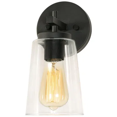 Afx Joanna 10.75" High Glass And Textured Black Wall Sconce