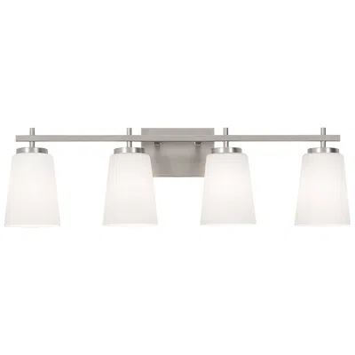Afx Joanna 32 1/4" Satin Nickel White Glass Modern 4-light Bath Light