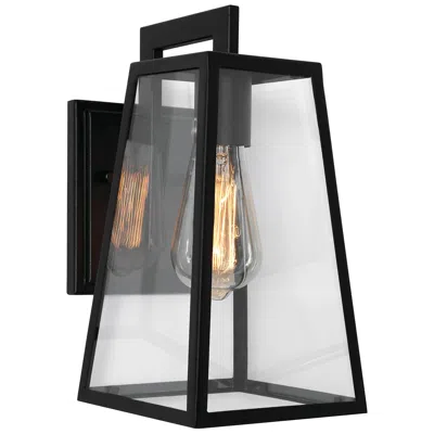 Afx Joplin 12" High Black Outdoor Wall Sconce With Clear Glass Shade