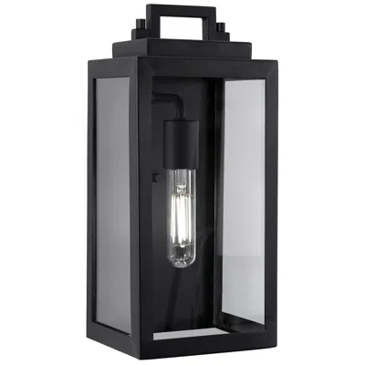 Afx Kansas 14.2" High Black Outdoor Wall Sconce With Clear Glass Shade