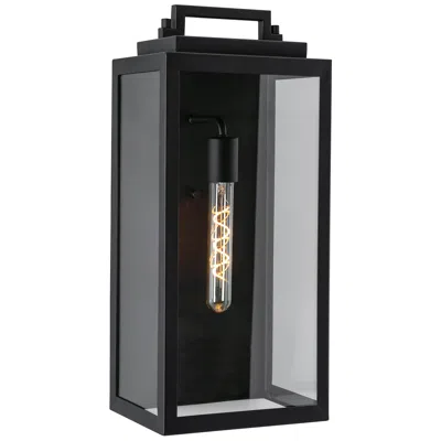 Afx Kansas 19.25" High Black Outdoor Wall Sconce With Clear Glass Shade