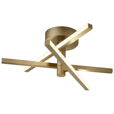 Afx Knoll 18" Wide Light Antique Brass Led Flush Mount In Multi