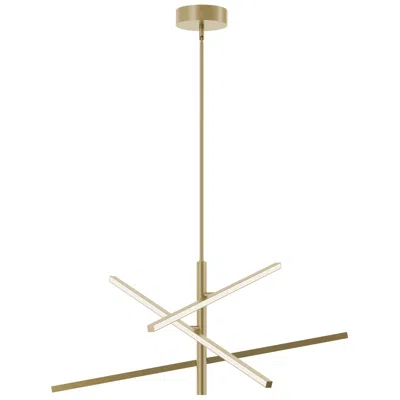 Afx Knoll 36" Wide 3-light Antique Brass Led Pendant In Gold