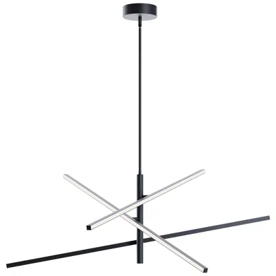 Afx Knoll 48" Wide 3-light Black Led Pendant In Silver