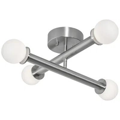 Afx Lane 20" Wide 4-light Satin Nickel Led Flush Mount In Multi