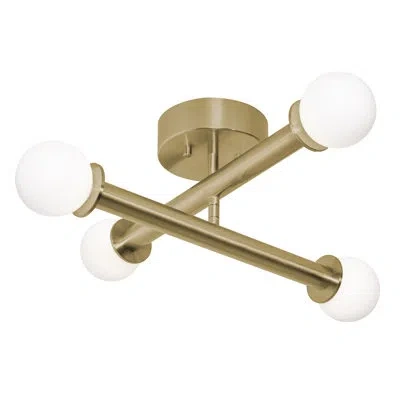 Afx Lane - Led Flush Mount - Black In Light Antique Brass